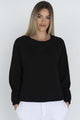 Gracie Drawstring Black Super Soft Sweatshirt