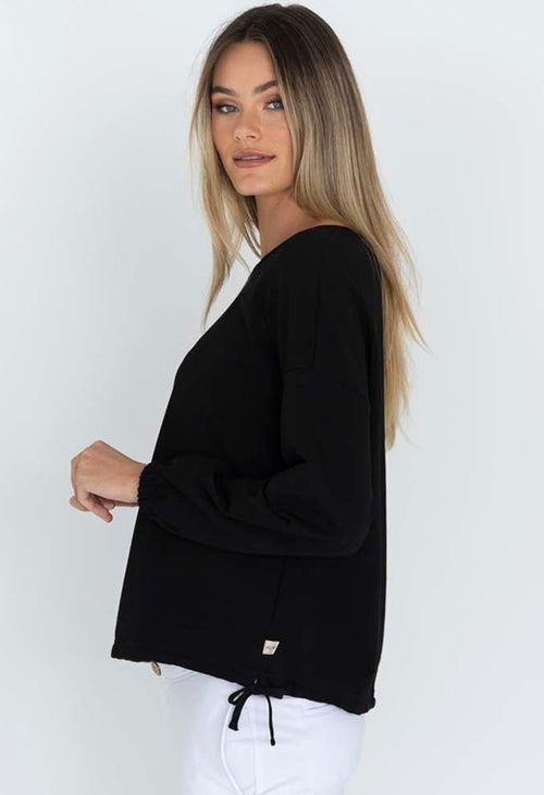 Gracie Drawstring Black Super Soft Sweatshirt WW Sweatshirt Humidity Lifestyle   