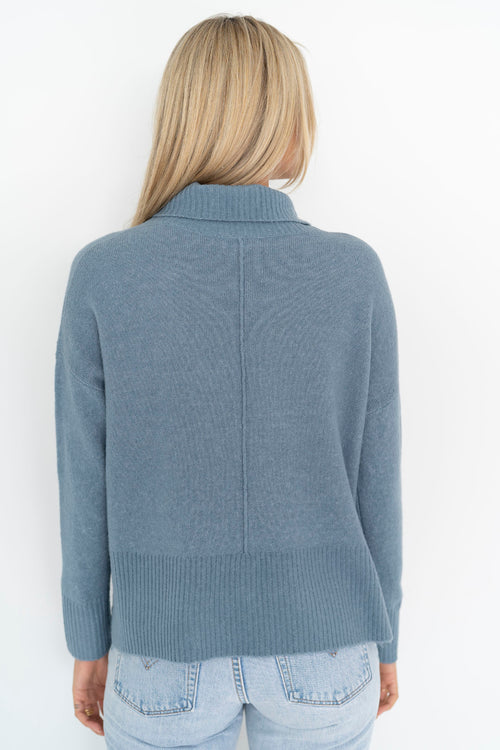 Serenity Roll Neck Dove Blue Knit Jumper WW Knitwear Humidity Lifestyle   