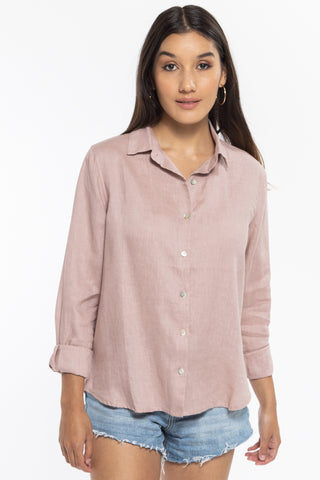 Ultimate Pearl Pink LS Linen Shirt WW Top Ivy + Jack   