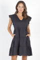 Skyler Linen Blend Tiered Indy Grey Mini Dress