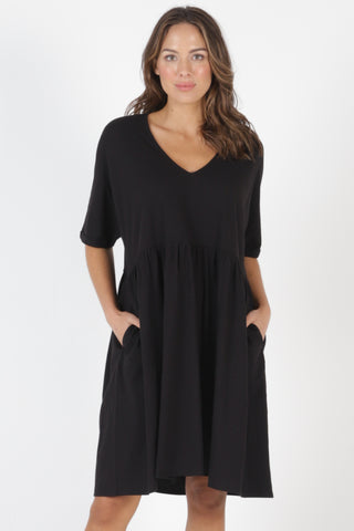 Portsea Cotton Shift SS Black Mini Dress WW Dress Betty Basics   