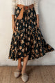 Russo Peacock Floral Tiered Maxi Skirt