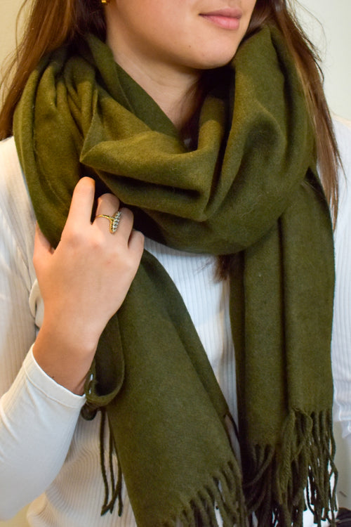 Luxe Essential 100% Pashmina Dark Green Scarf ACC Scarves Ivys   