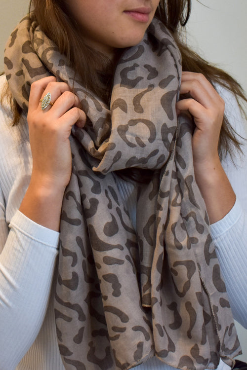 Latte Leopard Print Scarf ACC Scarves Ivys   