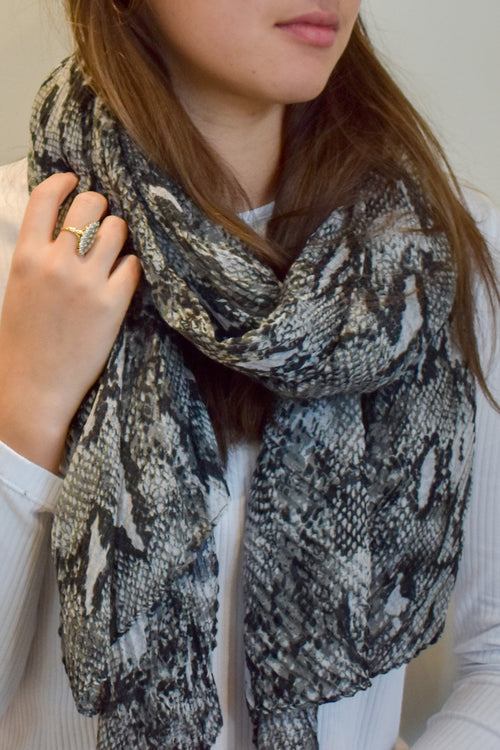 Black Snake Print Scarf ACC Scarves Ivys   