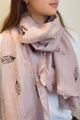 Leaf Print Dusky Pink Scarf