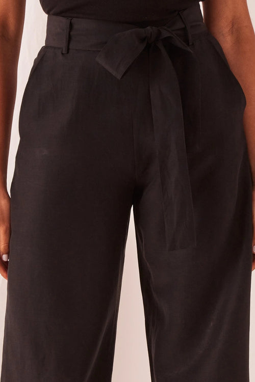 Ivy Cupro Black Tie Waist Pant WW Pants Assembly Label   
