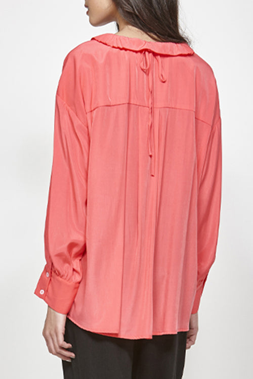 Tuck Ruffle Collar Pink Shirt WW Top Ketz-Ke   