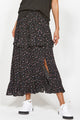 Strength Black Floral Frill Hem Maxi Skirt