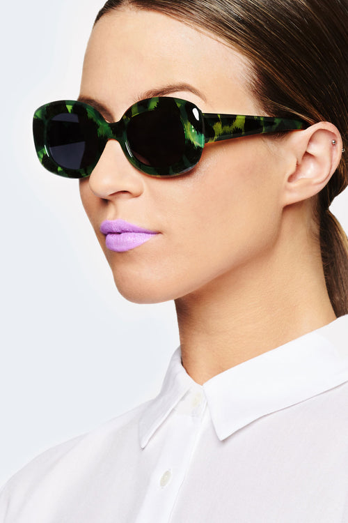 Lady Grandzigger Oval Catseye Jungle Green Sunglasses ACC Glasses - Sunglasses Reality Eyewear   