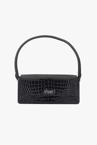 Limo Black Croc Rectangle Top Handle 90's Bag