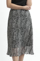 Sunray Black Leopard Pleated Midi Skirt
