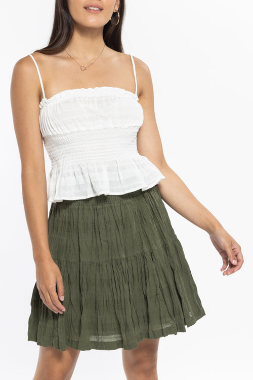 Rosabella Forest Shirred Cotton Tiered Mini Skirt WW Skirt Leila + Luca   