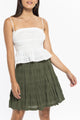 Rosabella Forest Shirred Cotton Tiered Mini Skirt