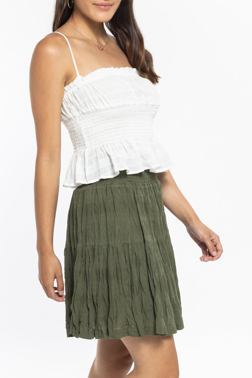 Rosabella Forest Shirred Cotton Tiered Mini Skirt WW Skirt Leila + Luca   