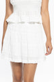 Rosabella White Shirred Cotton Tiered Mini Skirt