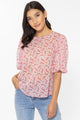 Knowing Pink Ditsy Bubble Sleeve Top