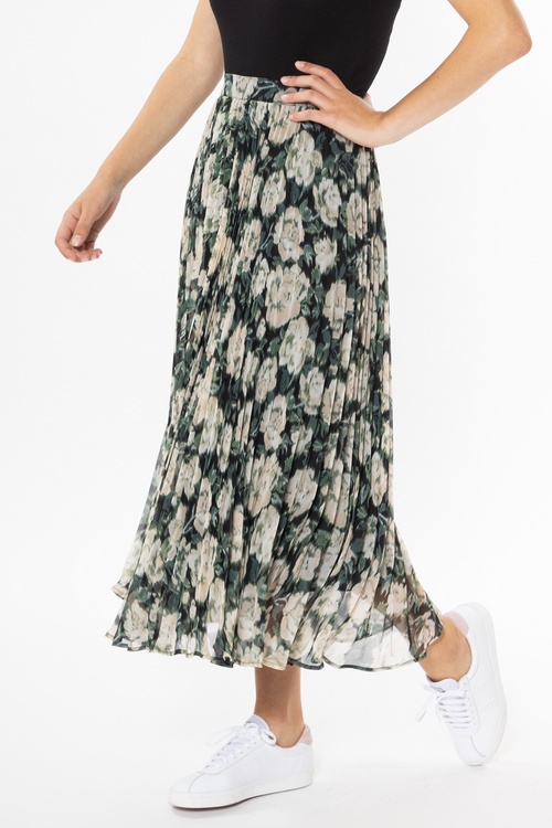 Enticing Forest Floral Pleated Midi Skirt WW Skirt Leila + Luca   