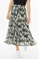 Enticing Forest Floral Pleated Midi Skirt