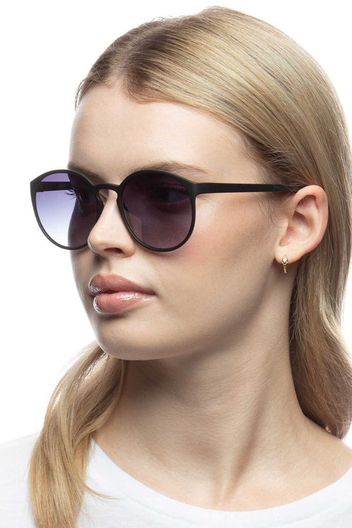 Swizzle Thin Round Matte Black Smoke Gradient Lens Sunglasses ACC Glasses - Sunglasses Le Specs   