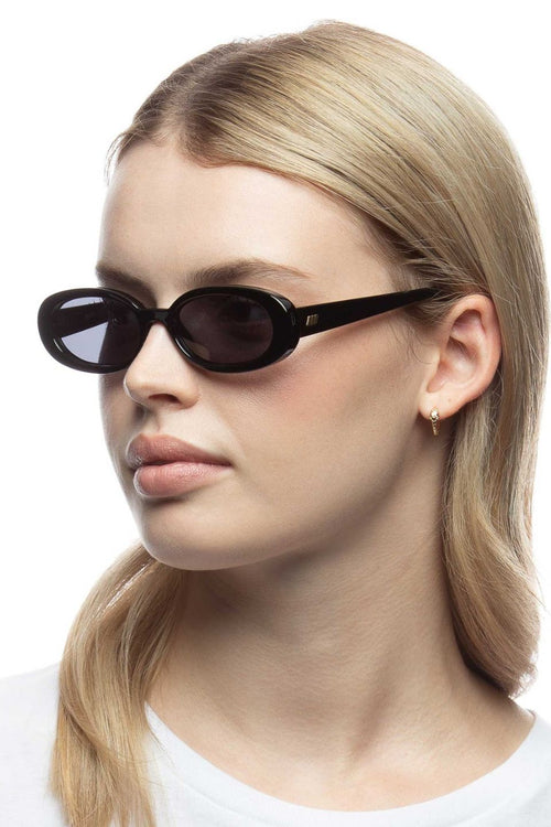 Outta Love Oval Black Smoke Lens Sunglasses ACC Glasses - Sunglasses Le Specs   