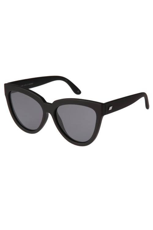 Liar Liar Oversized Cat Eye Black Rubber Smoke Polarised Lens Sunglasses ACC Glasses - Sunglasses Le Specs   