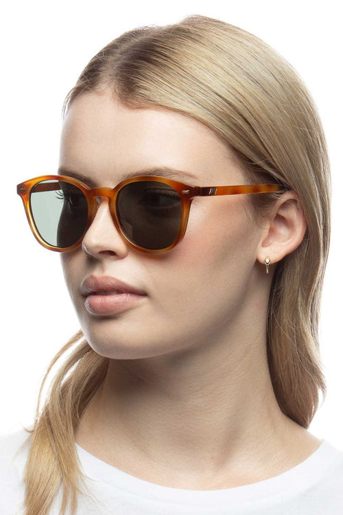 Le Specs L5000179 Unisex Bandwagon Polarised Round Sunglasses, Clear/Green  at John Lewis & Partners