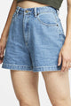 High Relaxed Solid Refined MOM Blue Denim Short