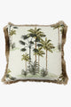 Velvet White Palm Tree Cushion 45x45cm
