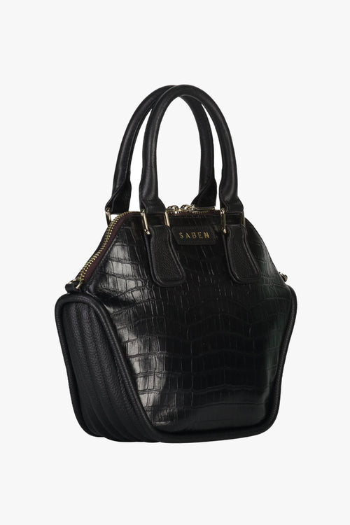 Liv Black Croc Leather Hand Bag ACC Bags - All, incl Phone Bags Saben   