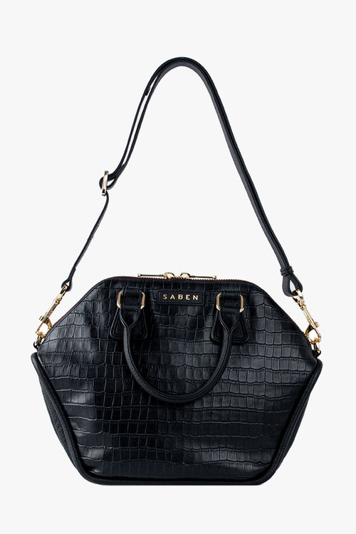 Liv Black Croc Leather Hand Bag ACC Bags - All, incl Phone Bags Saben   