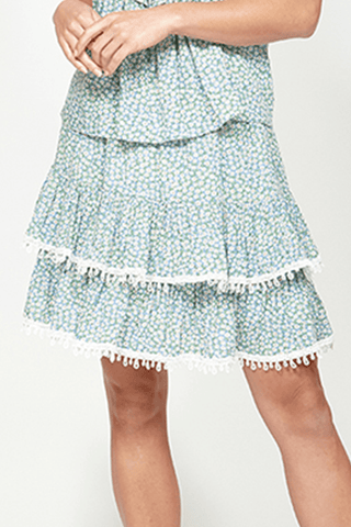 Lyric Tiered Blue Floral Mini Skirt WW Skirt Leo + Be   