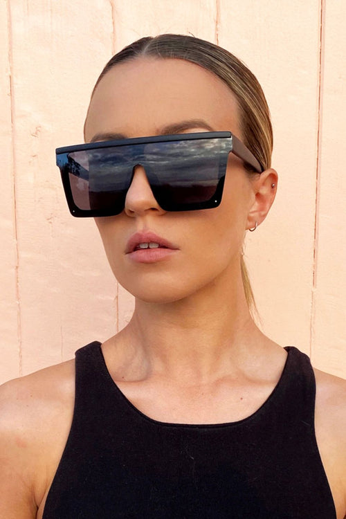 Malibu Oversized Flat Top Square Black Sunglasses ACC Glasses - Sunglasses Reality Eyewear   