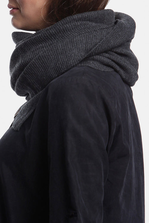 Merino Garter Stitch Knit Charcoal Scarf ACC Scarves Dinadi   