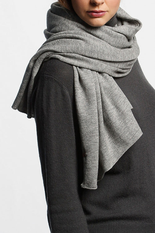 Merino Fine Knitted Flint Grey Scarf ACC Scarves Dinadi   