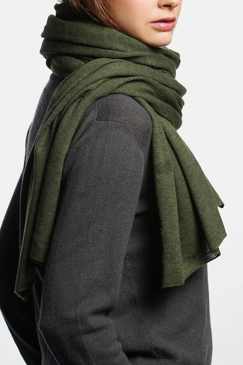 Merino Fine Knitted Forest Green Scarf ACC Scarves Dinadi   