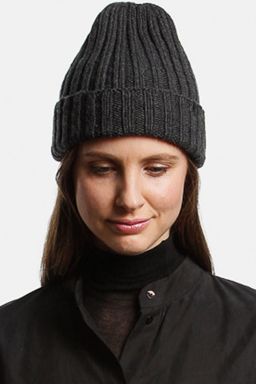 Merino Thick Rib Charcoal Hat ACC Hats Dinadi   