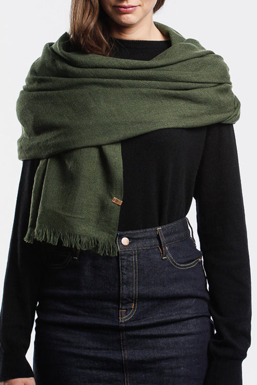 Merino Woven Forest Green Scarf ACC Scarves Dinadi   