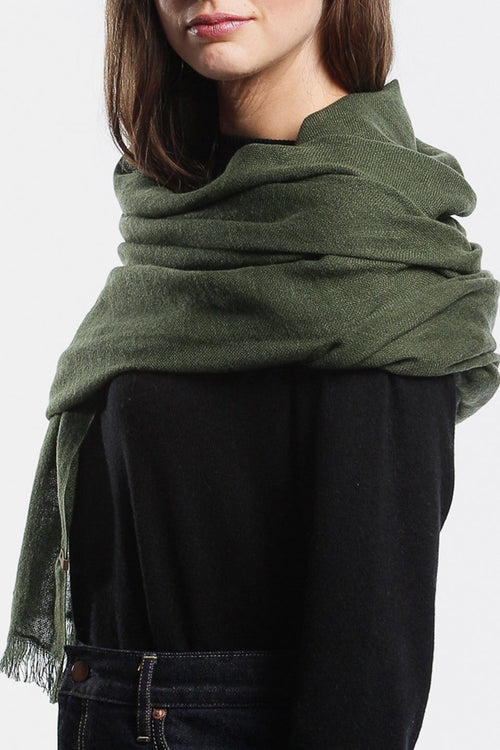 Merino Woven Forest Green Scarf ACC Scarves Dinadi   