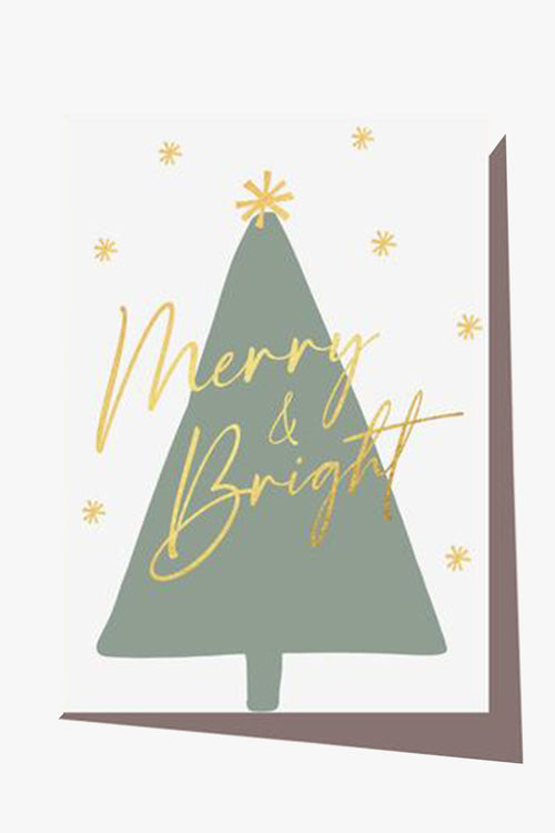 Merry & Bright Tree Greeting Card HW Christmas Elm Paper   