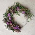 Medium Dried Flower Wreath 30cm Blush HW Planters, Foliage, Artificial Flowers Bloomsday   