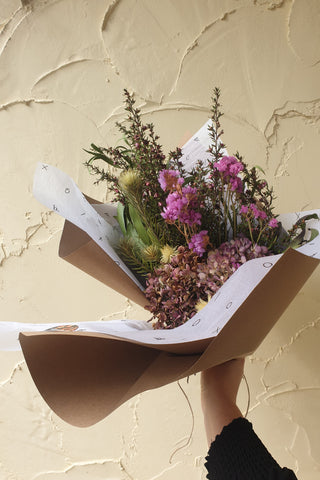 Medium Dried Flower Bouquet Blush HW Planters, Foliage, Artificial Flowers Bloomsday   