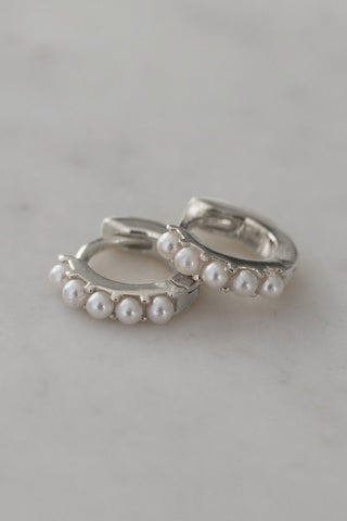 Mini Pearl Huggies Earrings Silver ACC Jewellery Sophie   