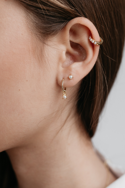 Mini Pearl Stud Earrings Gold ACC Jewellery Sophie   
