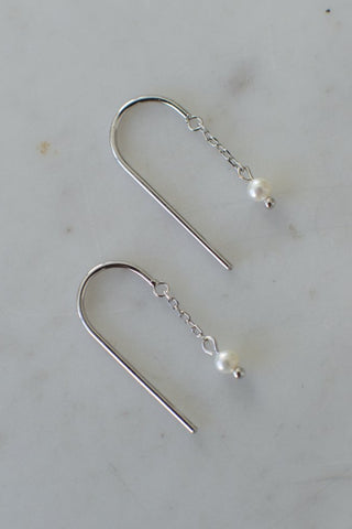 Mini Pearl Thread Hook Earrings Silver EOL ACC Jewellery Sophie   