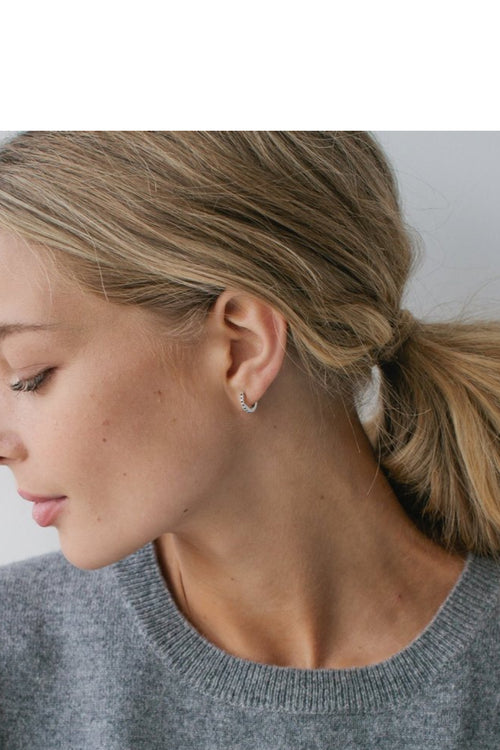 Mini Rock Huggies Earrings Black Silver ACC Jewellery Sophie   