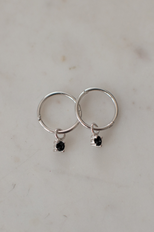 Mini Rock Sleeper Earrings Black Silver ACC Jewellery Sophie   