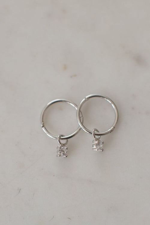 Mini Rock Sleeper Earrings Clear Silver ACC Jewellery Sophie   