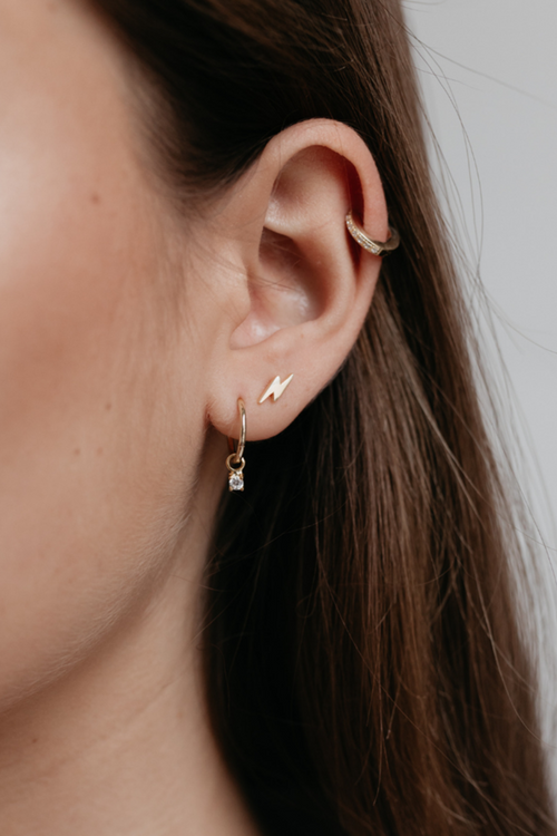 Mini Rock Sleeper Earrings Clear Gold ACC Jewellery Sophie   